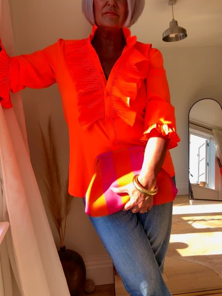 Chic Orange Ruffled Top