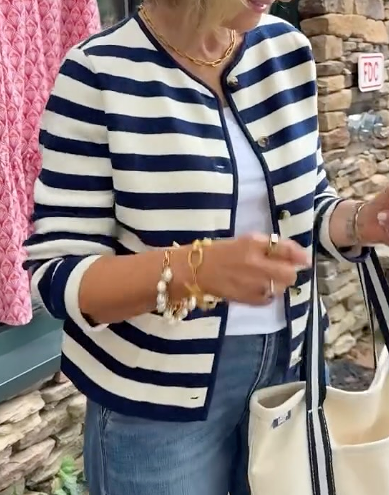 The Navy Striped Cardigan With Pockets