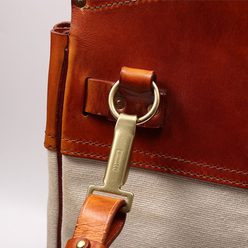 Two-Tone Canvas And Leather Handbag
