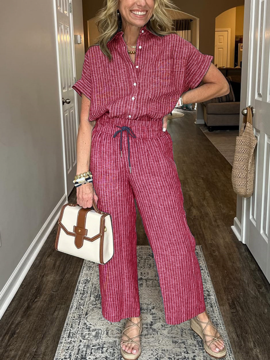 Classic Striped Linen Set