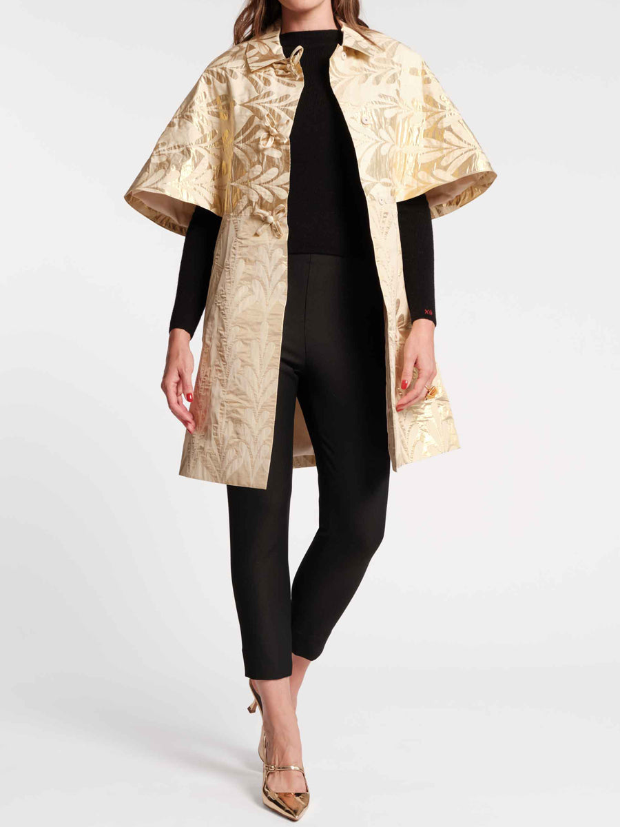 Printed Bow Ties Caplet Sleeves Jacket