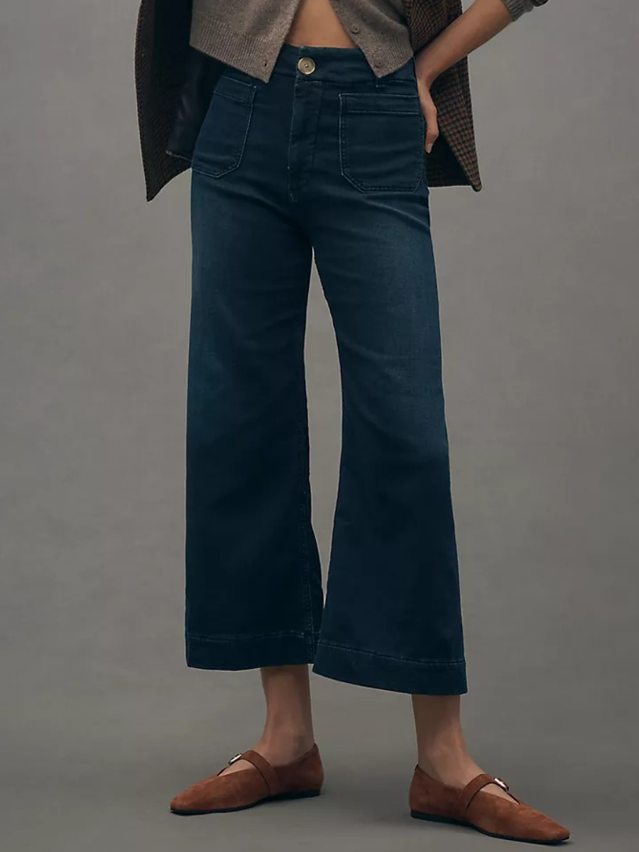 High-Rise Wide-Leg Knit Jeans