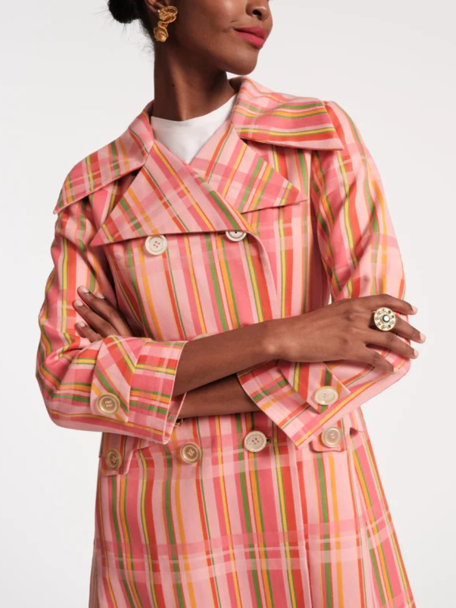 Spring Vintage Jacquard Striped Coat