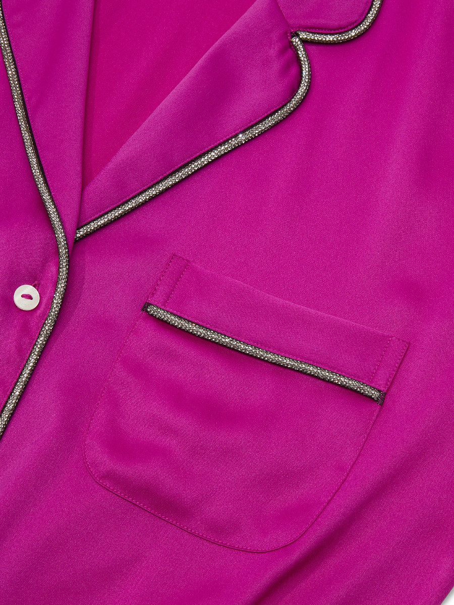 Satin Pajama Set With Sparkle Trim