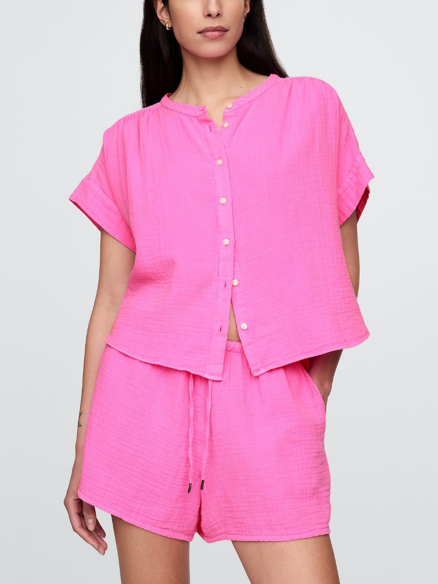 Cotton Gauze Dolman Shirt