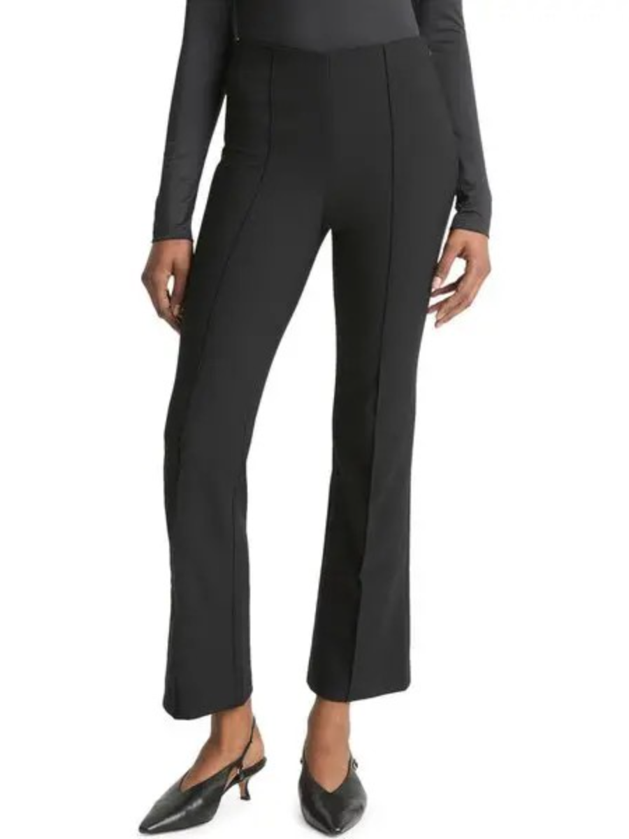 Pintuck Pleat Crop Flare Pants