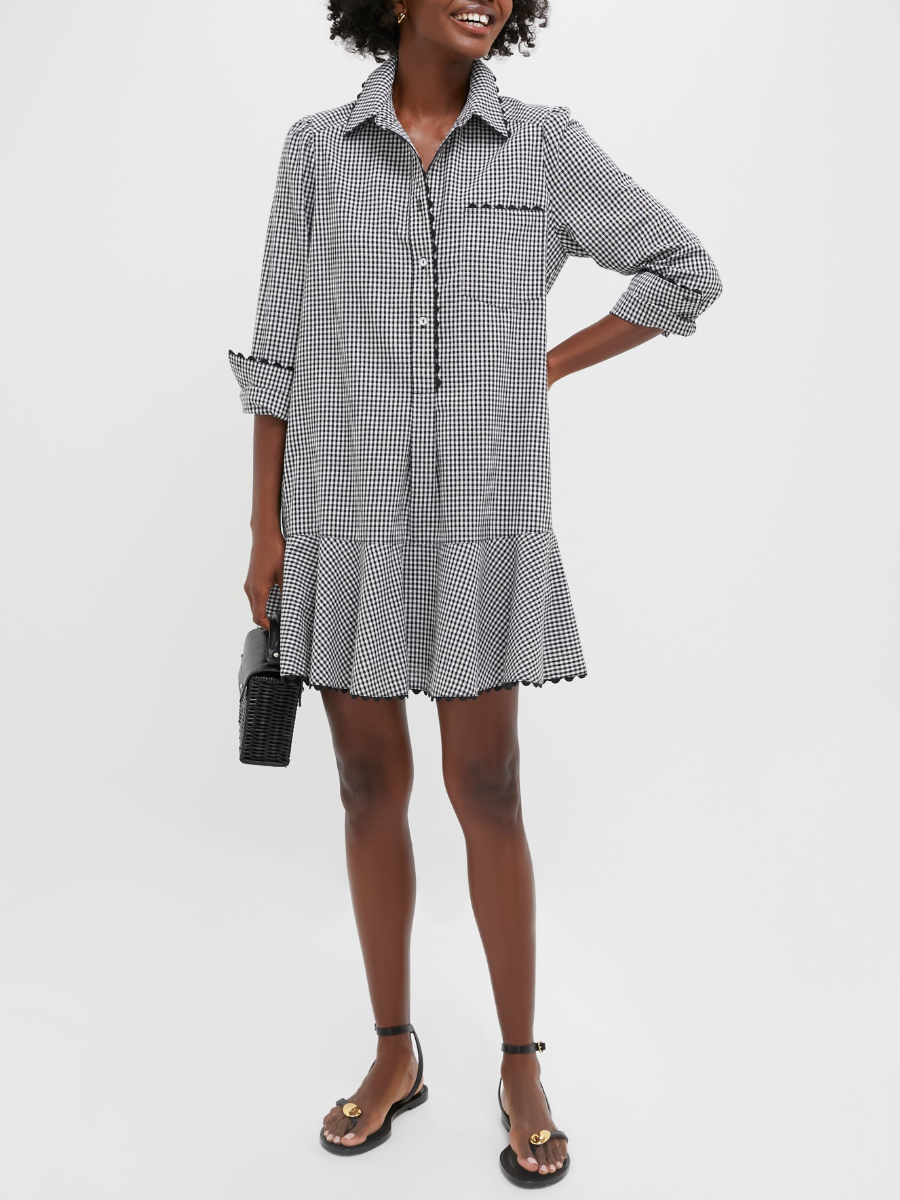 Retro Checkered Collared Mini Dress