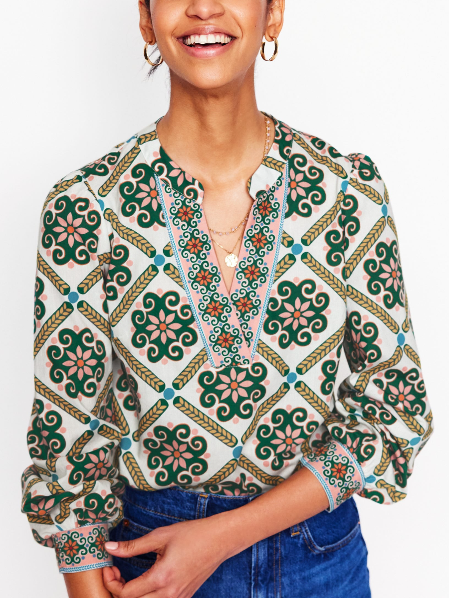 Elegant Geometric Floral Top