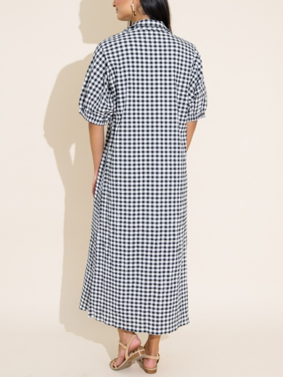 Gingham Collared Maxi Dress