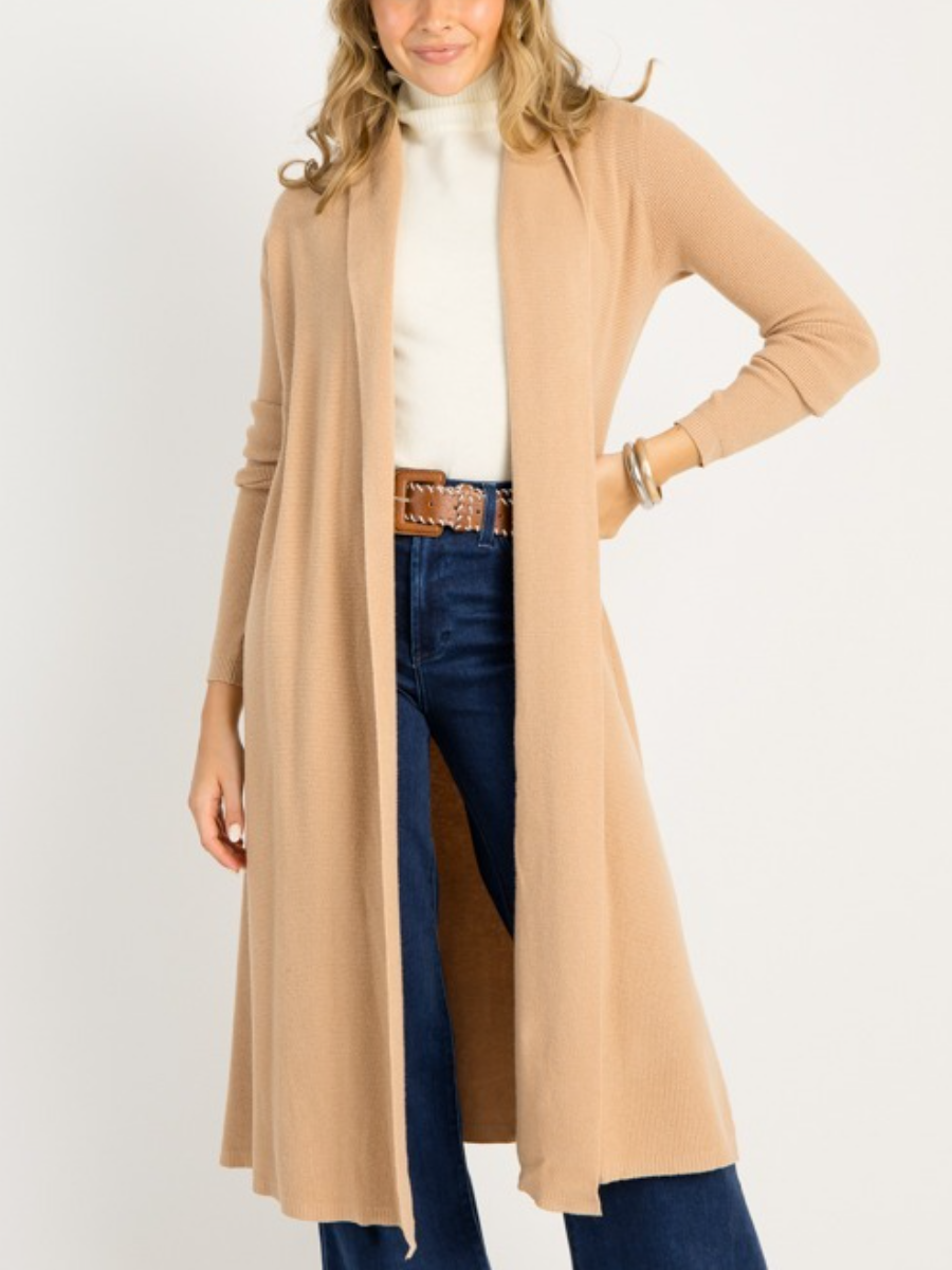 Waffle Knit Long Cardigan