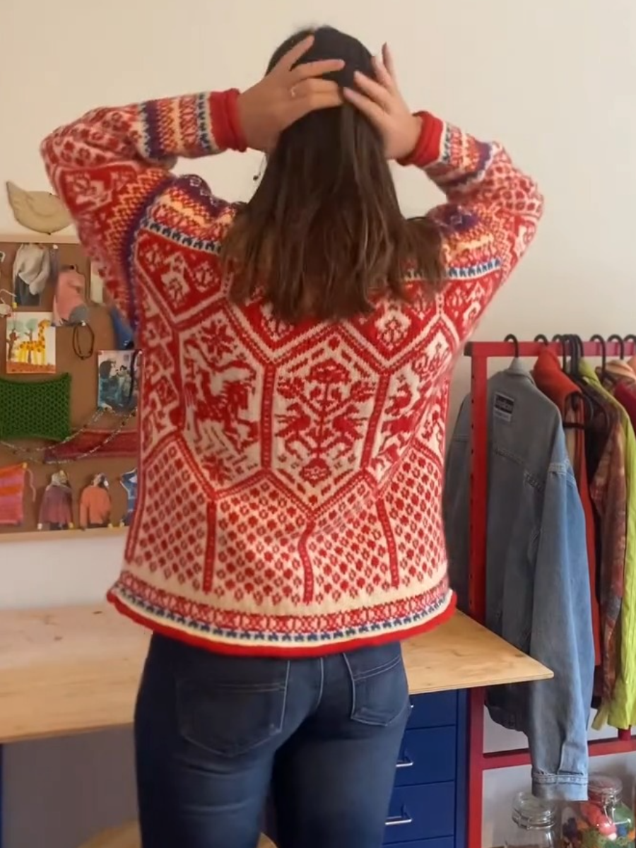 Fair Isle Knit Sweater With Intricate Folk Patterns