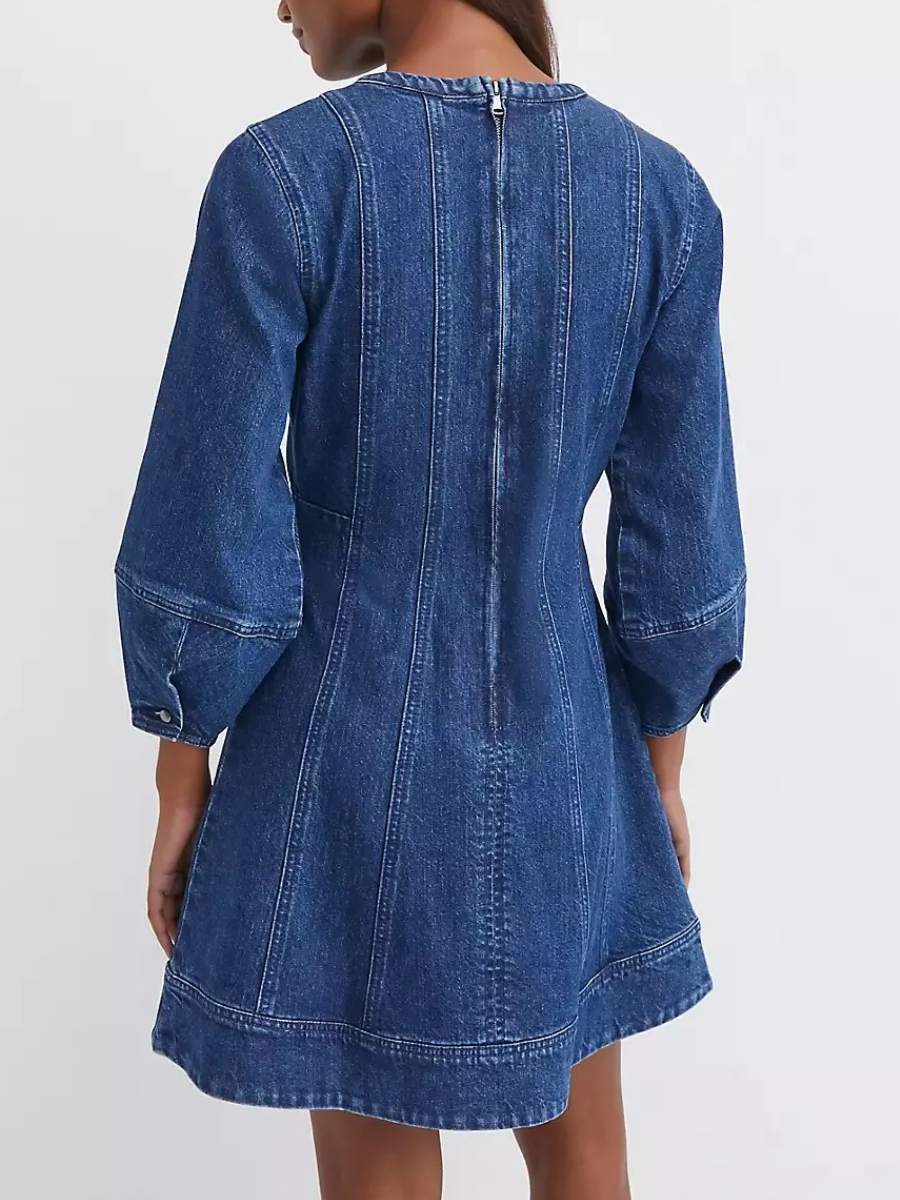 Denim Barrel Sleeve Mini Dress