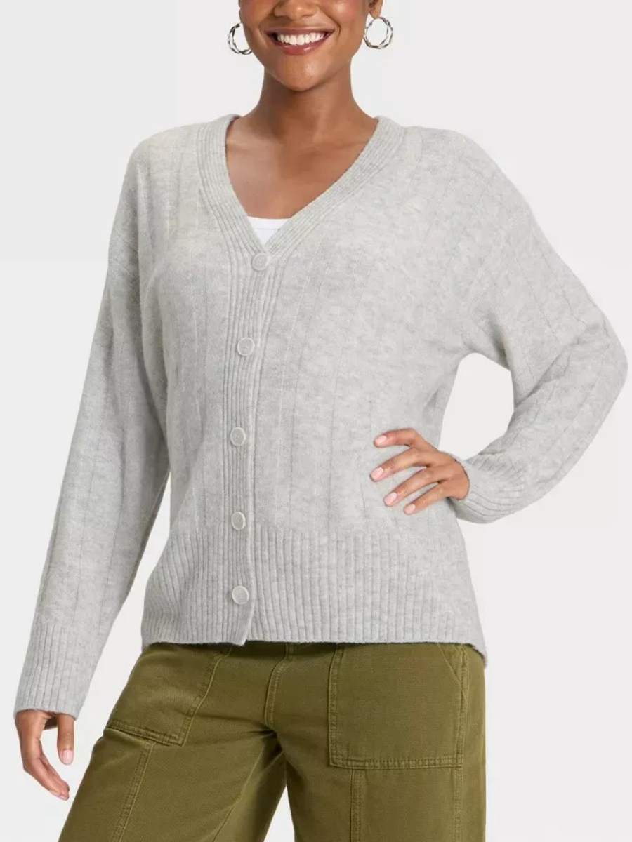 Women's Knit Ribbed Cardigan