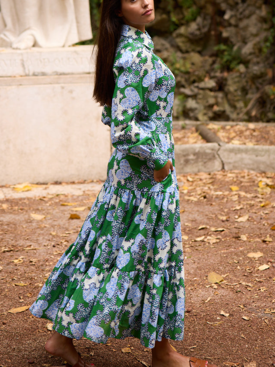Fashion Print Block Midi Dress