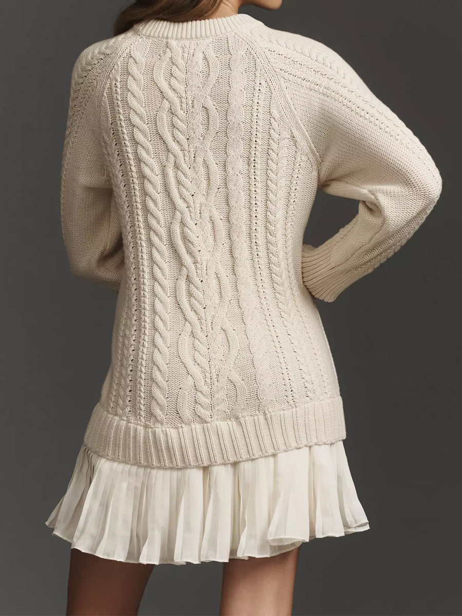 Cable-Knit Sweater Mini Dress
