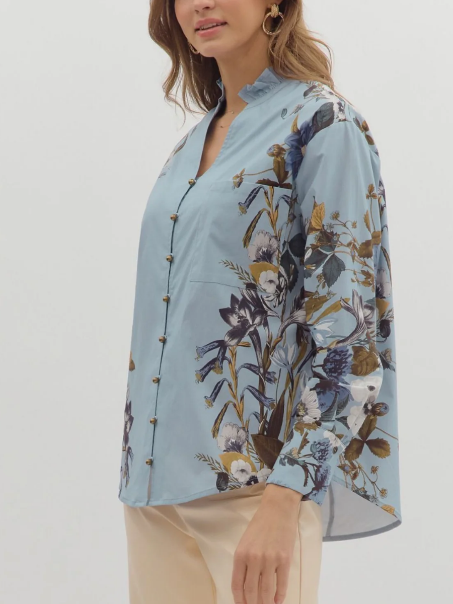 Delicate Florals Button Blouse