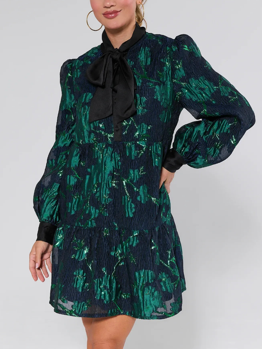 Melissa Floral Brocade Short Dress