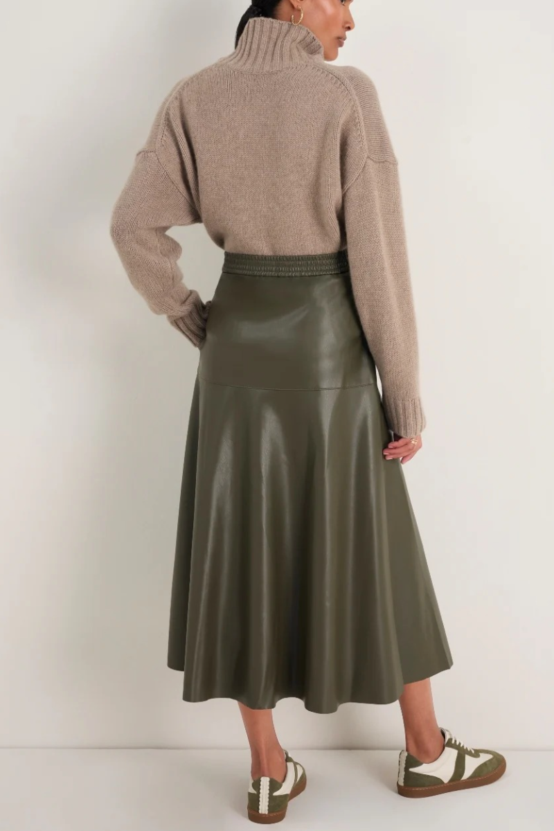Faux Leather Midi Skirt
