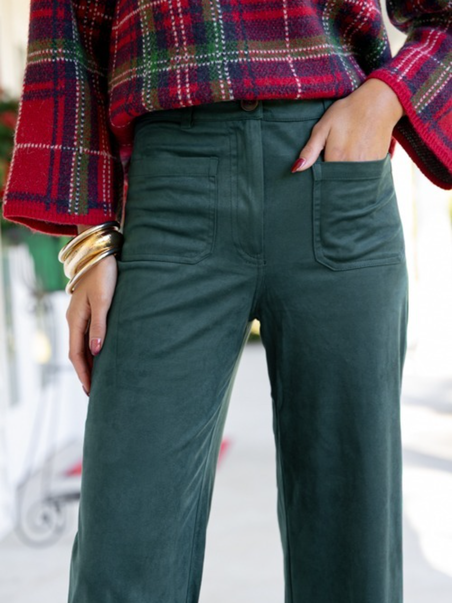 Suede Patch Pocket Pants