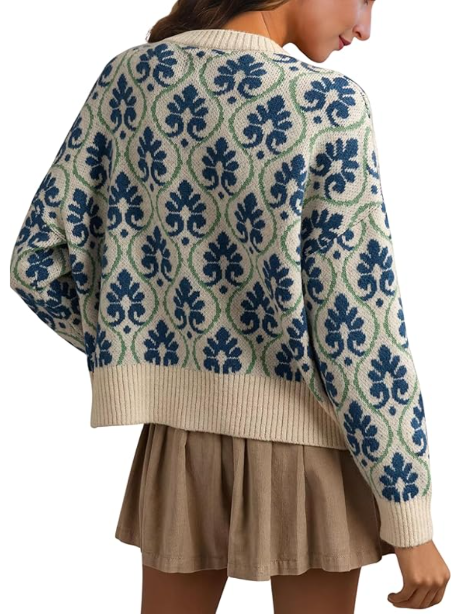 Open Front Long Sleeve Button Down Knit Sweater