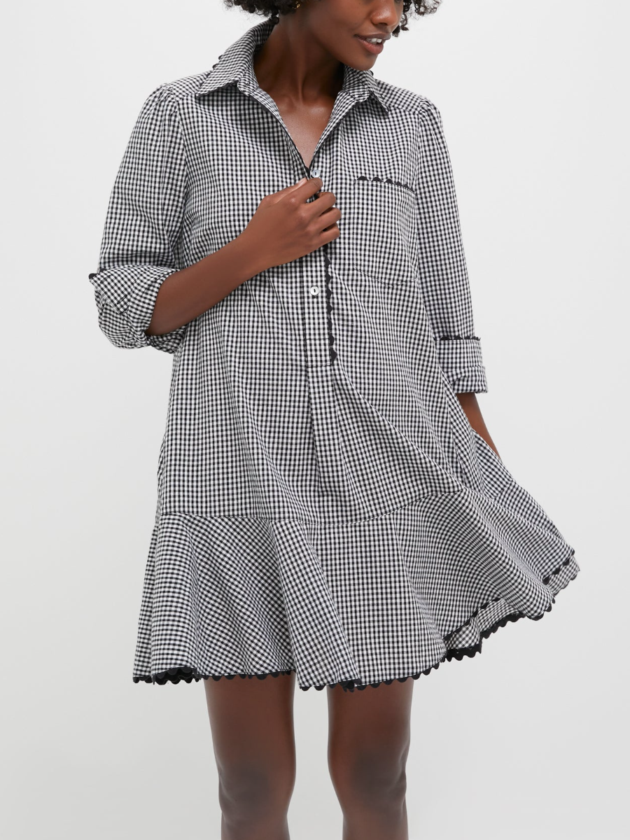 Retro Checkered Collared Mini Dress