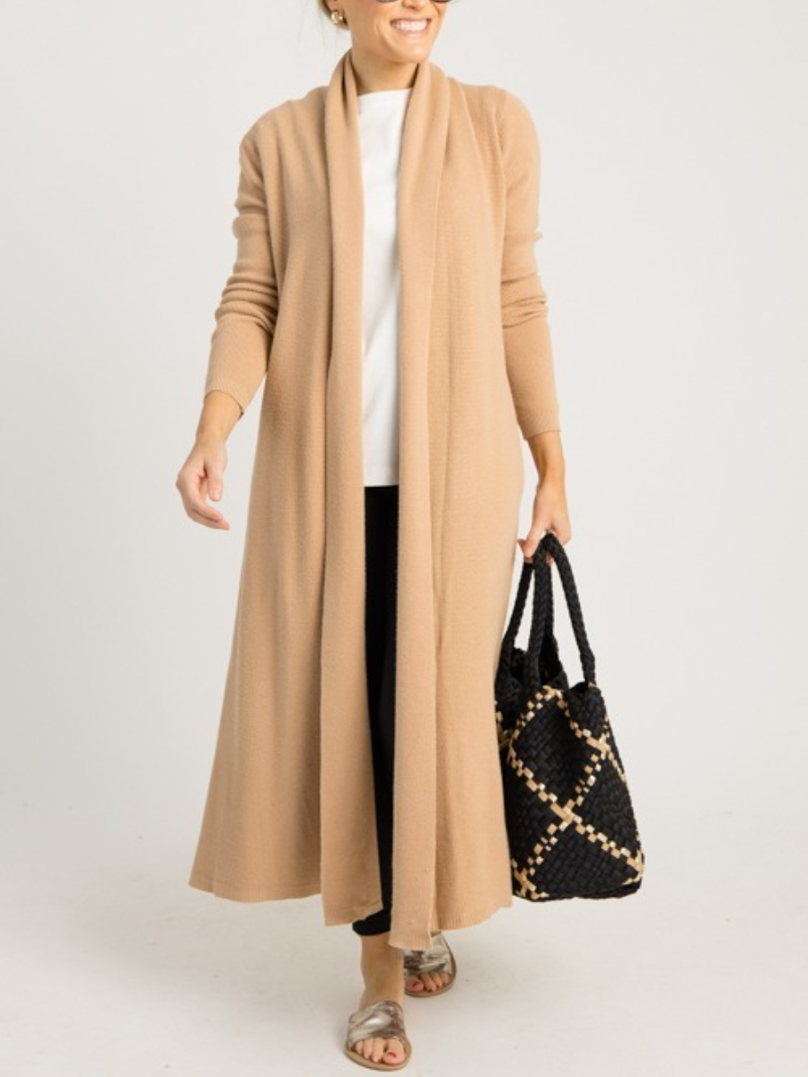 Waffle Knit Long Cardigan