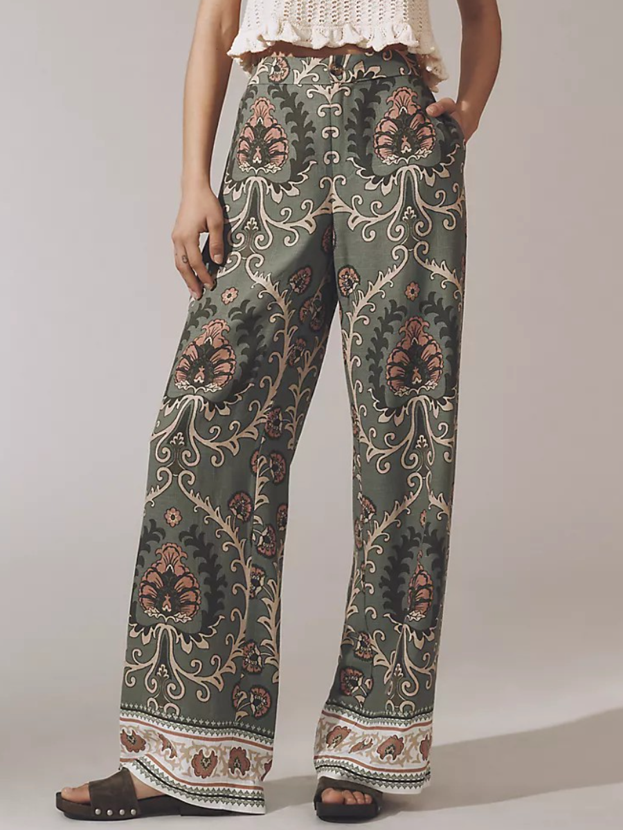 Boho Floral Wide Leg Pants