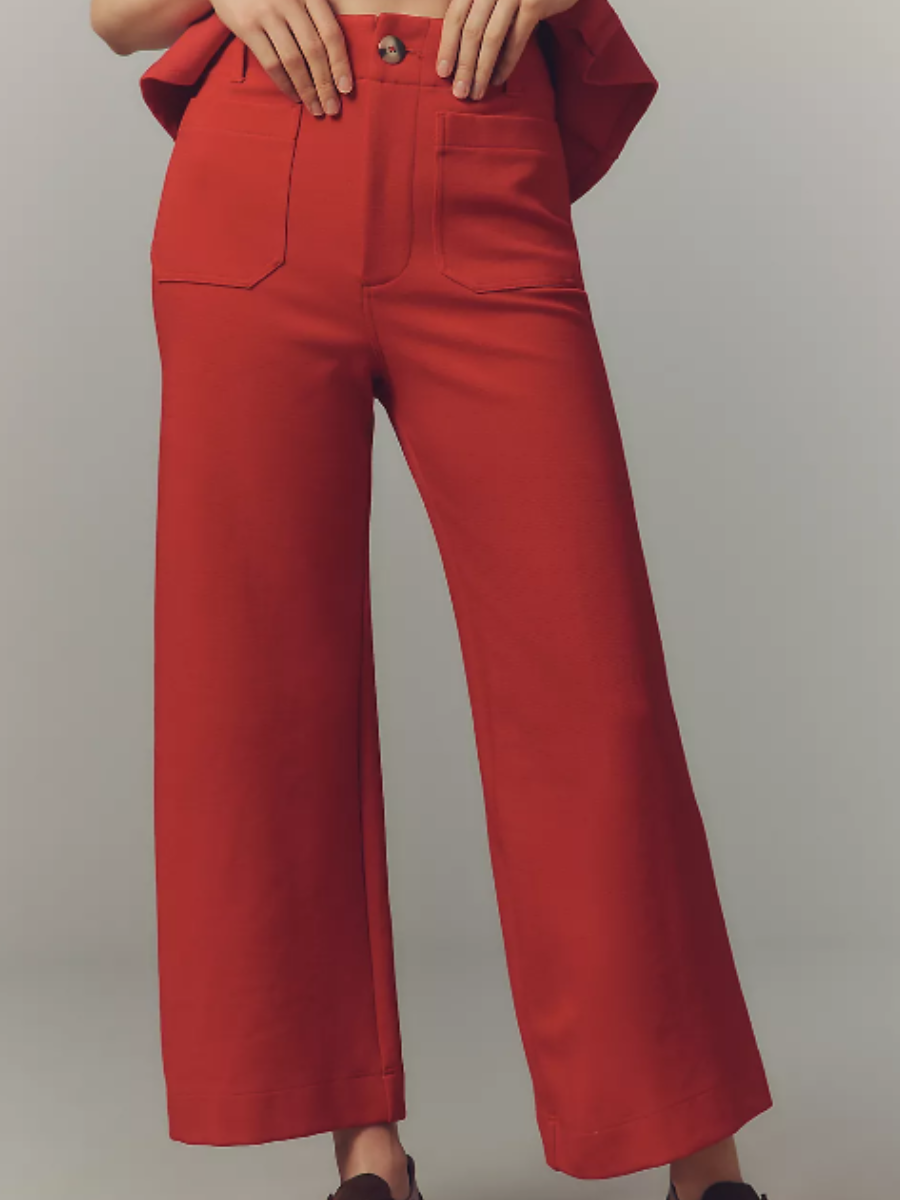 High-Rise Wide-Leg Knit Jeans