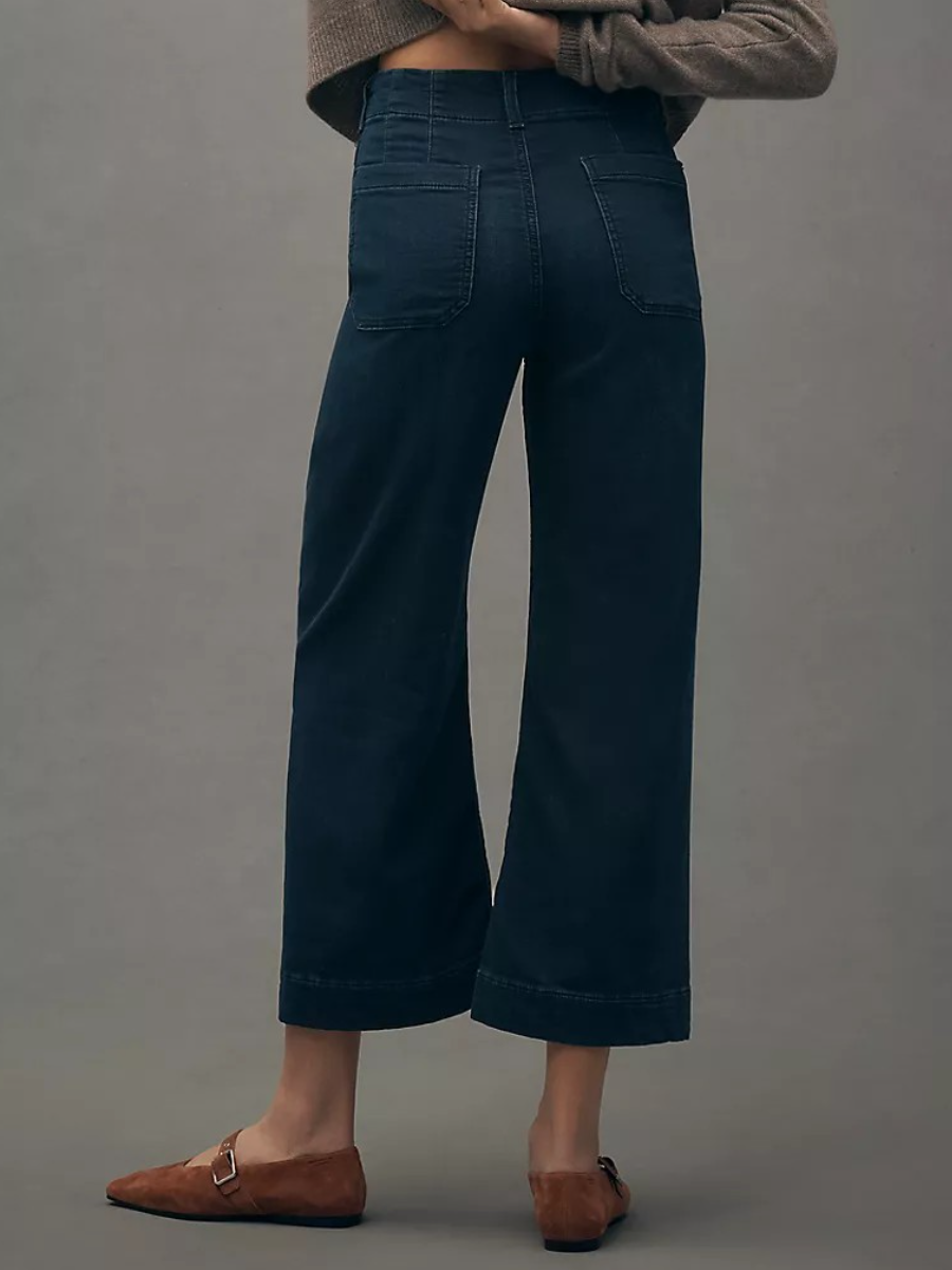 High-Rise Wide-Leg Knit Jeans