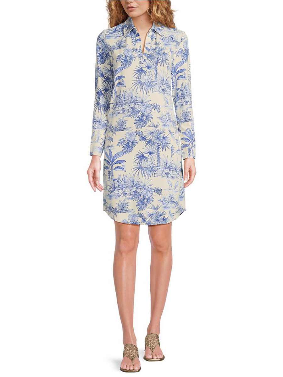 Classic Floral Printed Split V-Neck Dress