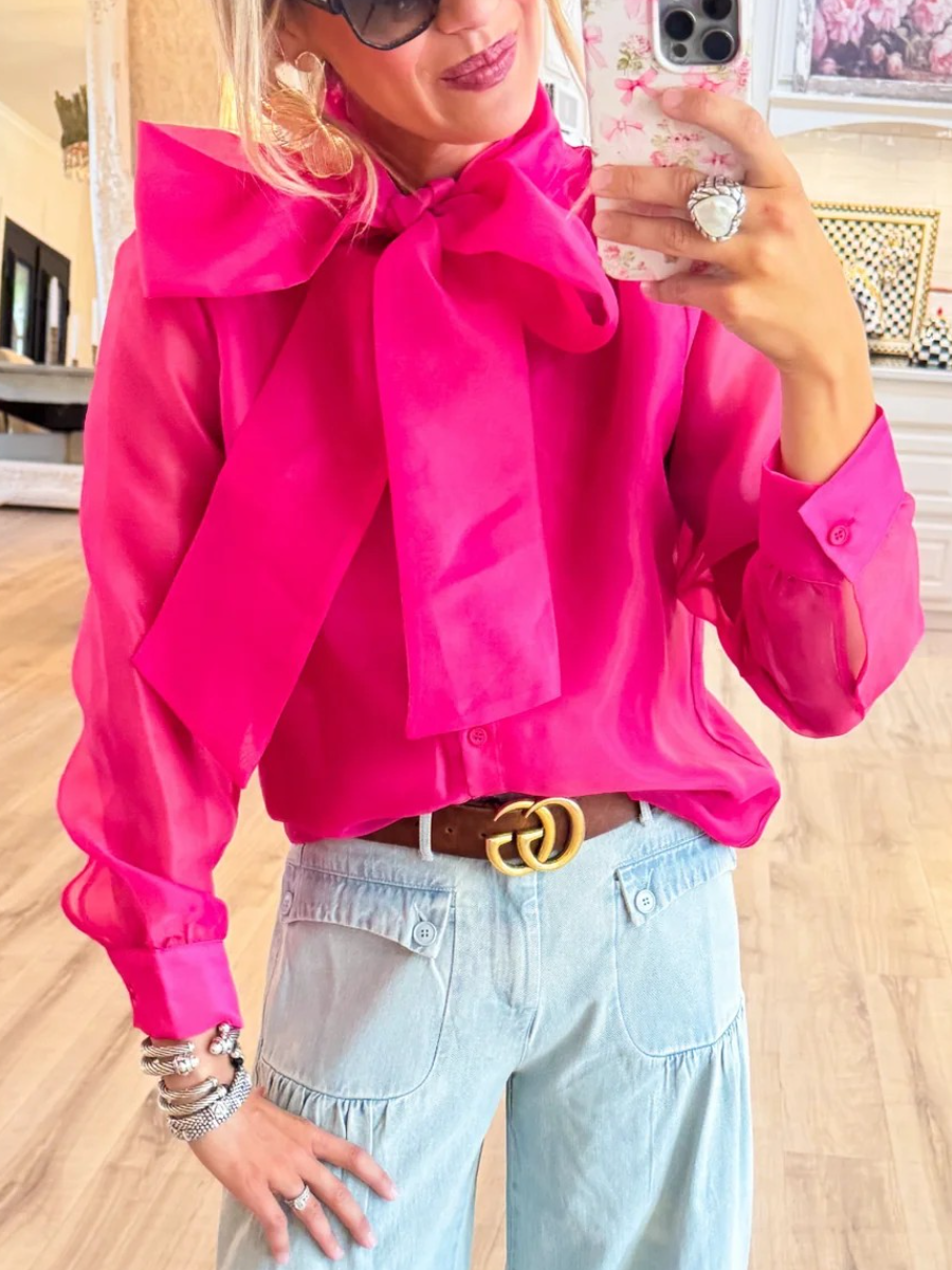 Bow Button Down Top