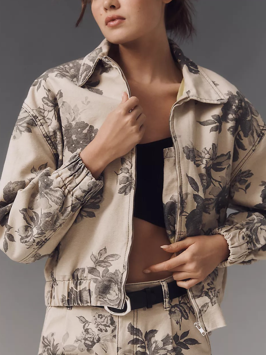 Floral Printed Bomber Jacket