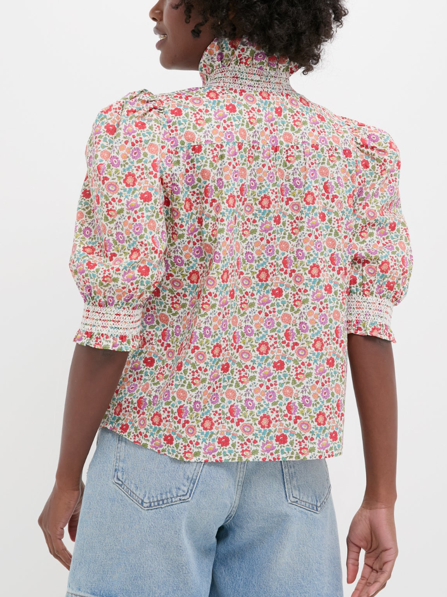 Ruffled Collar Short Sleeve Blouse