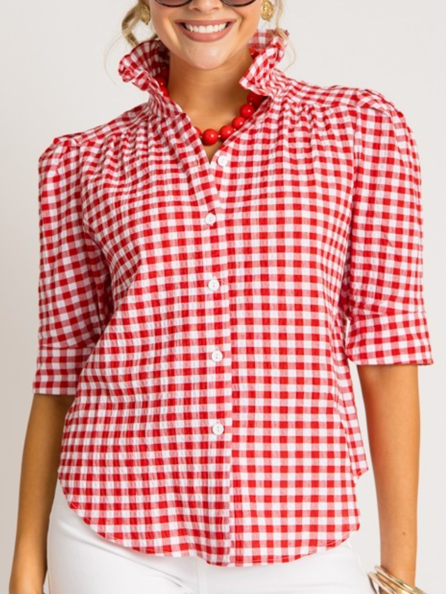 Jodie Shirt, Red Gingham