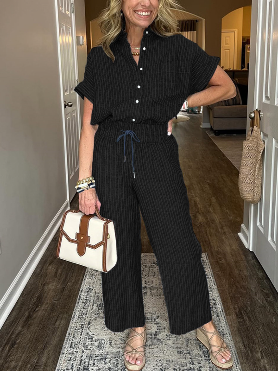 Classic Striped Linen Set