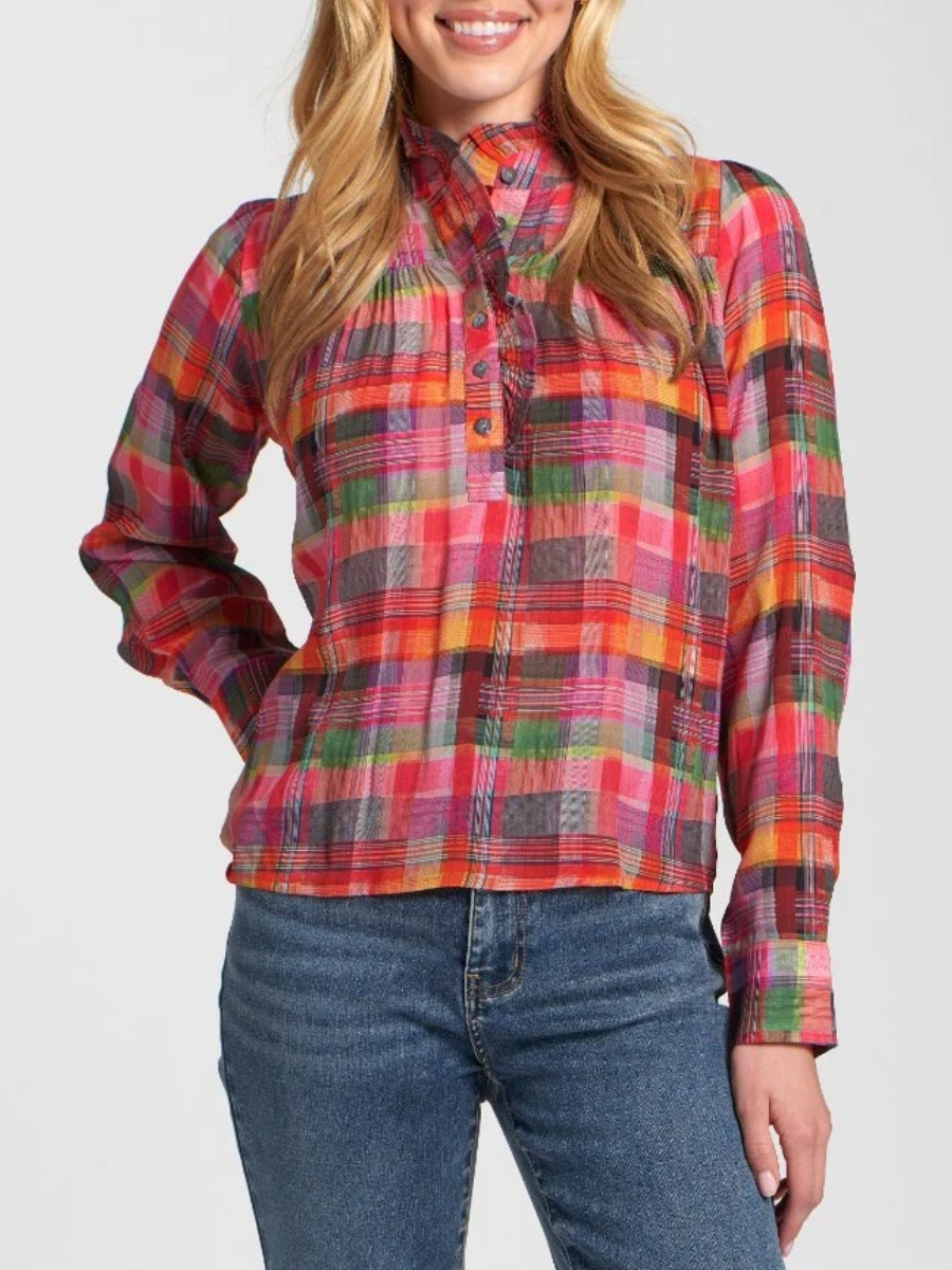 Ruffle Half Placket Blouse
