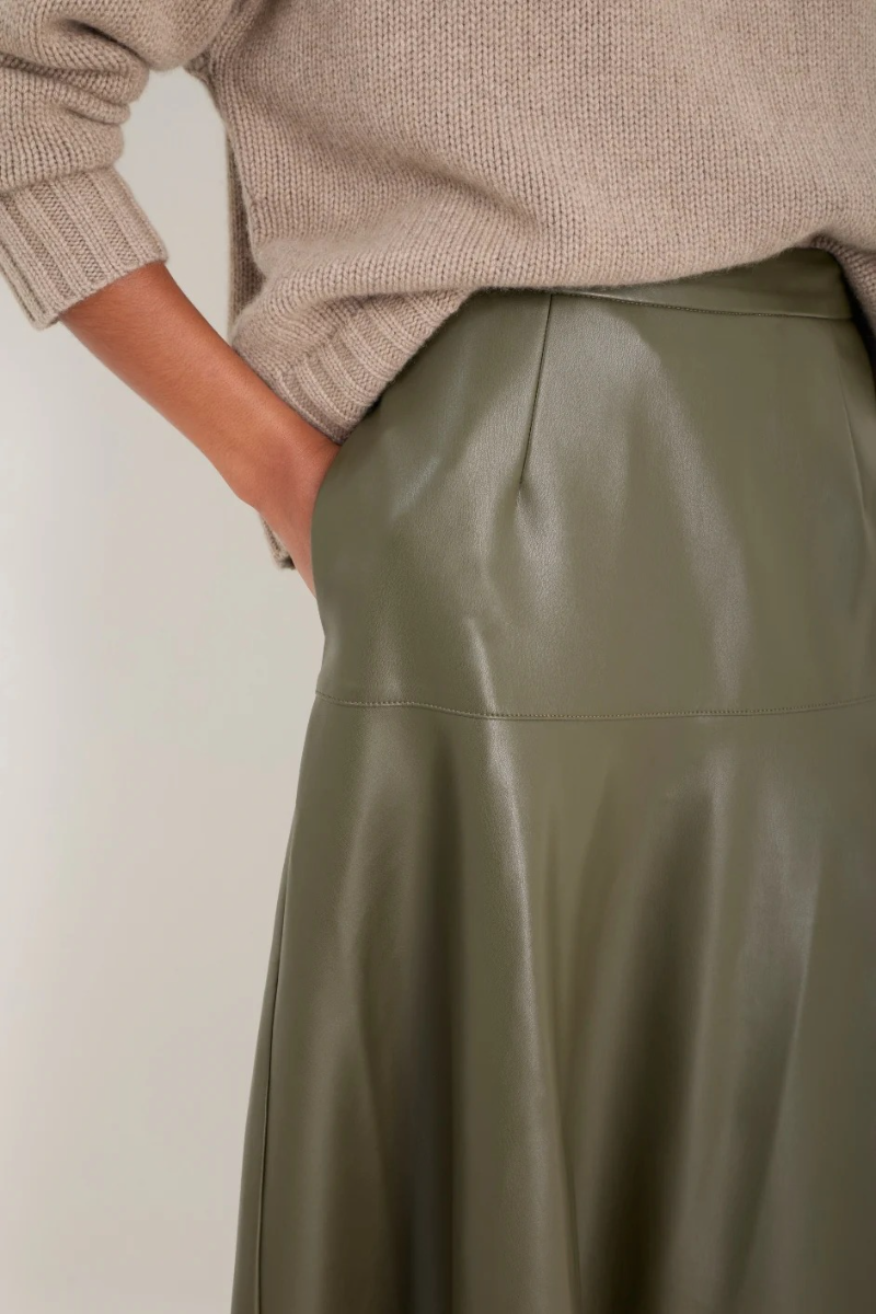Faux Leather Midi Skirt