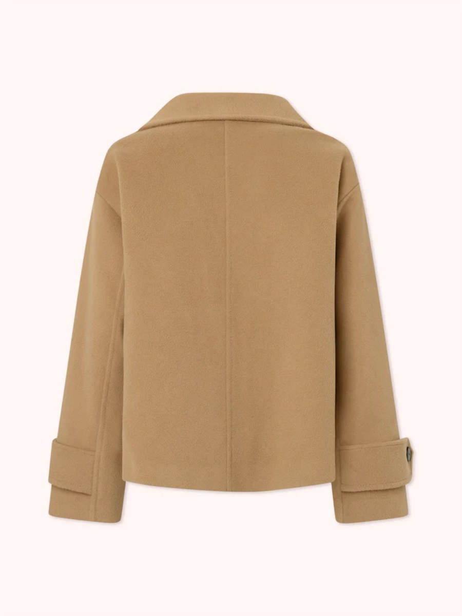 DOUBLE-STRAP COAT WITH PEAK COLLAR