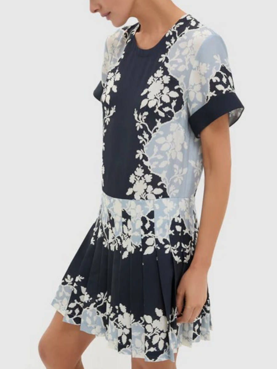 Blue Fog Pleated Liza Dress