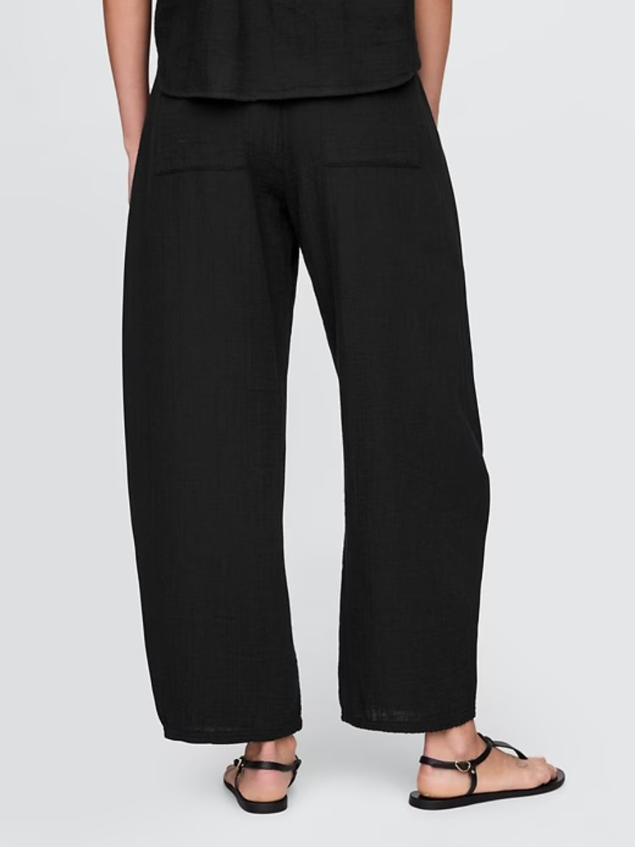 Cotton Gauze Easy Barrel Pants