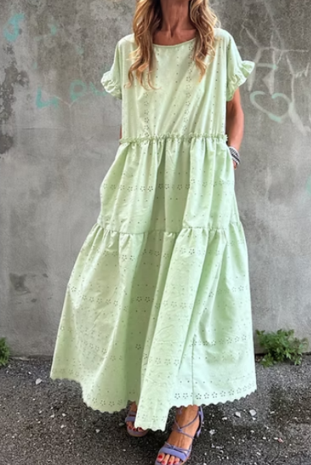 Casual Loose Eyelet Cotton Dress