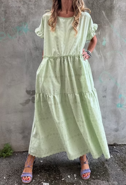 Casual Loose Eyelet Cotton Dress