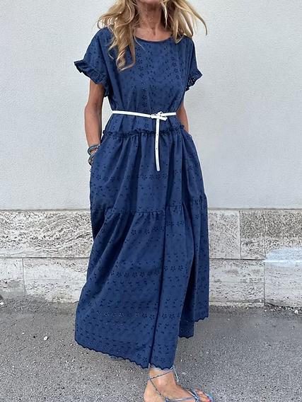 Casual Loose Eyelet Cotton Dress