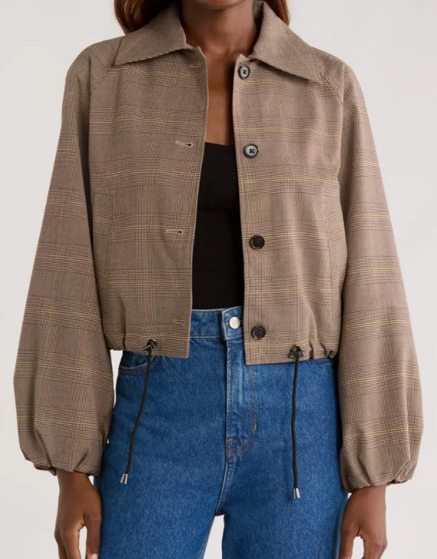 Plaid Bomber Short Jacket