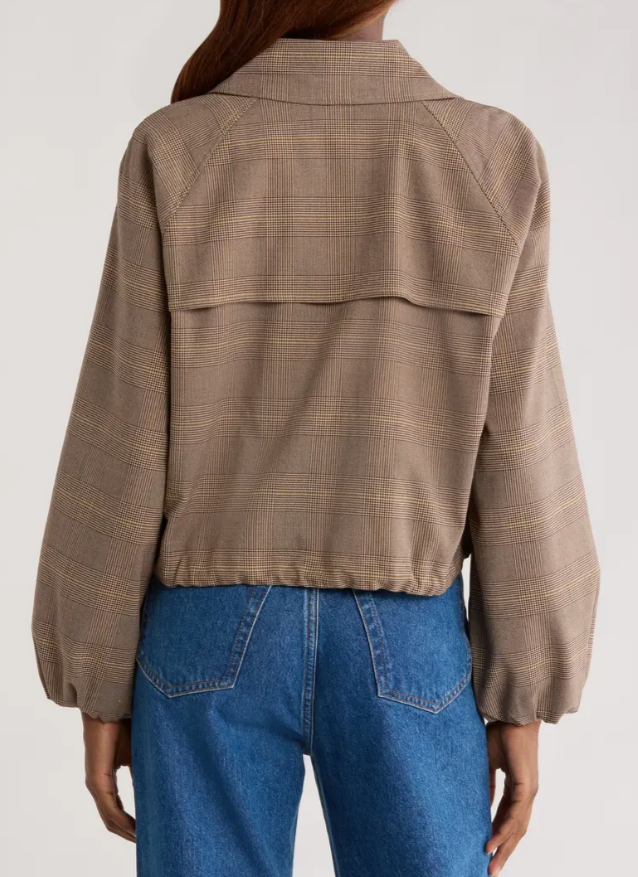 Plaid Bomber Short Jacket