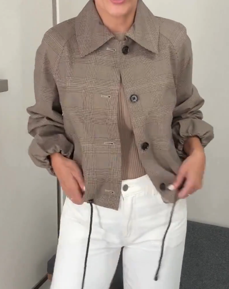 Plaid Bomber Short Jacket