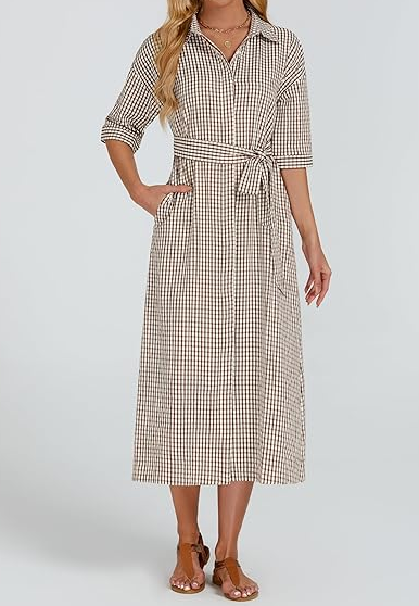 Comfy Plaid Midi Dress