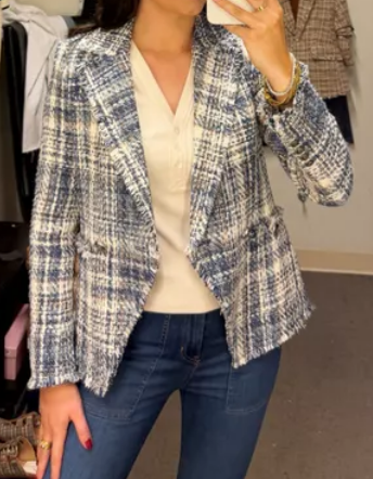 Chic Plaid Tweed Blazer