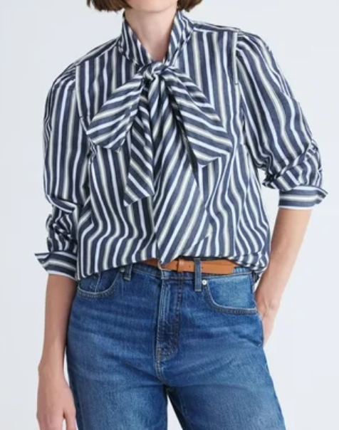 Button Down Bow Blouse