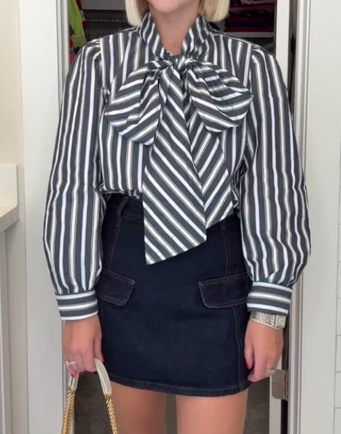 Button Down Bow Blouse